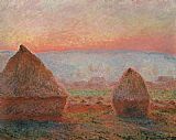 Haystacks at Giverny  the evening sun by Claude Monet